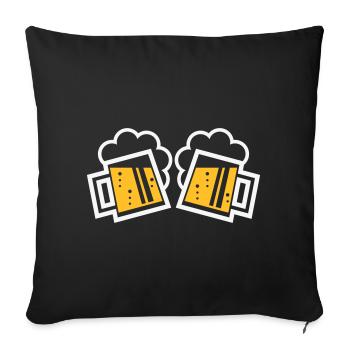 2 Bayrische Bierkrüge Prosten (Bier / NEG 2C) - Sofakissenbezug 45 x 45 cm - Schwarz - Vorne