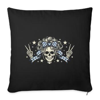 Schädel mit Karo Band - Sofakissenbezug 45 x 45 cm - Schwarz - Vorne