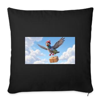 Cute Flying Postal Pigeon Delivering Package - Sofa pillowcase 17,3'' x 17,3'' (45 x 45 cm) - black - Front