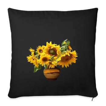 sunflowers sunflower garden garden spring11 - Sofa pillowcase 17,3'' x 17,3'' (45 x 45 cm) - black - Front