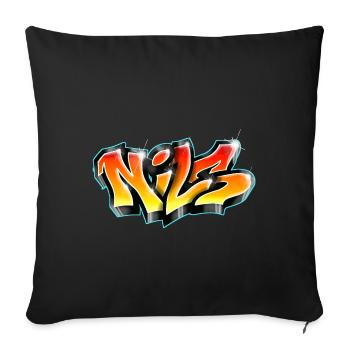 Graffiti NILS Print on everything! - Sofa pillowcase 17,3'' x 17,3'' (45 x 45 cm) - black - Front