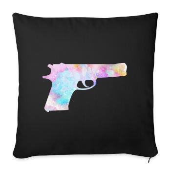 Bunte Waffe Pistole - Sofakissenbezug 45 x 45 cm - Schwarz - Vorne