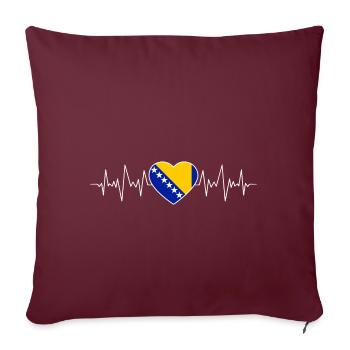 BOSNIA - BOSNA - HEARTBEAT - FLAG - GIFT - Sofa pillowcase 17,3'' x 17,3'' (45 x 45 cm) - burgundy - Front