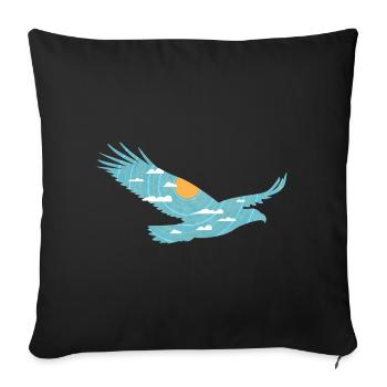 Oiseau & Soleil - Housse de coussin décorative 45 x 45 cm - noir - Devant