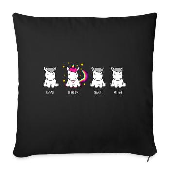 Lehrerin - das Einhorn der Berufswelt - Sofakissenbezug 45 x 45 cm - Schwarz - Vorne