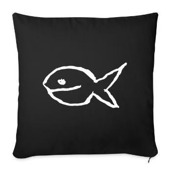 Fisch - Minimal Vektorgrafik - Sofakissenbezug 45 x 45 cm - Schwarz - Vorne