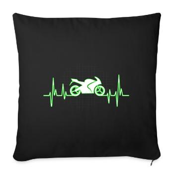 Motorbike Heartbeat ECG Motorcycle Motorsport Biker - Sofa pillowcase 17,3'' x 17,3'' (45 x 45 cm) - black - Front
