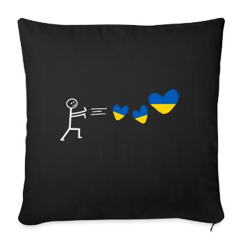 ukraine love kiev crimean flag heart valentin ukrain - Sofa pillowcase 17,3'' x 17,3'' (45 x 45 cm) - black - Front