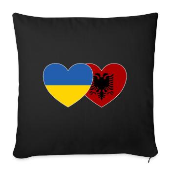Ukraine Albanie Drapeau du cœur - Housse de coussin décorative 45 x 45 cm - noir - Devant