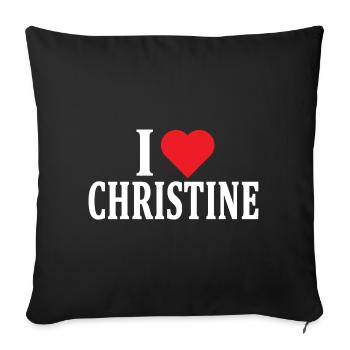 t-shirt I love Christine t-shirt gift idea - Sofa pillowcase 17,3'' x 17,3'' (45 x 45 cm) - black - Front