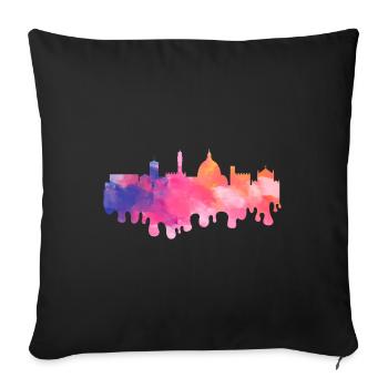 Florence Firenze Italie City Skyline Splash Coloré - Housse de coussin décorative 45 x 45 cm - noir - Devant