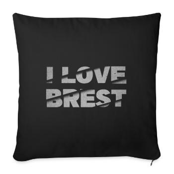 Brest France City Font Skyline J’adore - Housse de coussin décorative 45 x 45 cm - noir - Devant