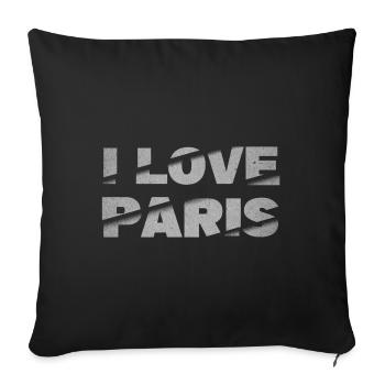 Paris France City Font Skyline J’adore - Housse de coussin décorative 45 x 45 cm - noir - Devant