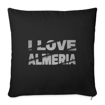Almeria Espagne City Font Skyline J’aime - Housse de coussin décorative 45 x 45 cm - noir - Devant