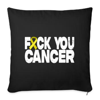Fuck You Cancer - Ruban jaune - Housse de coussin décorative 45 x 45 cm - noir - Devant