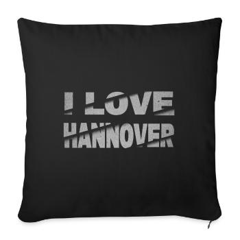 Hanovre Allemagne City Font Skyline J’aime - Housse de coussin décorative 45 x 45 cm - noir - Devant