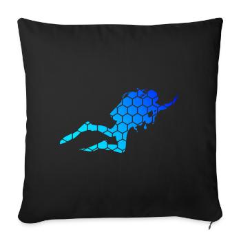 Plongeur plongeur Plongeurs plongée sous-marine Plongée sous-marine - Housse de coussin décorative 45 x 45 cm - noir - Devant