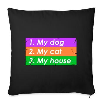 1.my maison de chien 2.my de chat 3.my - Housse de coussin décorative 45 x 45 cm - noir - Devant
