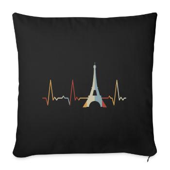 Heartbeat Eiffel Tower - Sofa pillowcase 17,3'' x 17,3'' (45 x 45 cm) - black - Front