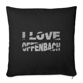 Offenbach Allemagne Ville Font Skyline J’aime - Housse de coussin décorative 45 x 45 cm - noir - Devant
