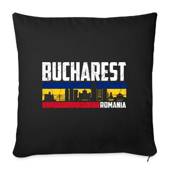 Bucharest Romania - Sofa pillowcase 17,3'' x 17,3'' (45 x 45 cm) - black - Front