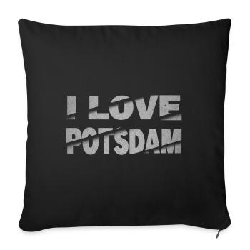 Potsdam Deutschland Stadt Schrift Skyline I Love - Sofakissenbezug 45 x 45 cm - Schwarz - Vorne