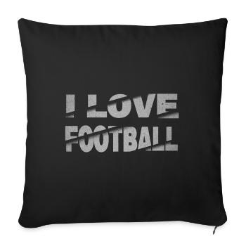 J’aime le football - Housse de coussin décorative 45 x 45 cm - noir - Devant