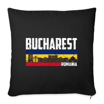 Bukarest Stadt Rumänien Flagge - Sofakissenbezug 45 x 45 cm - Schwarz - Vorne