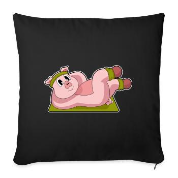 Pig Abdominal Workout Bodybuilding - Sofa pillowcase 17,3'' x 17,3'' (45 x 45 cm) - black - Front