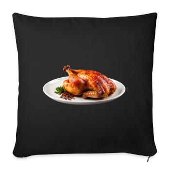 Un dinosaure frit dans l’assiette - Housse de coussin décorative 45 x 45 cm - noir - Devant