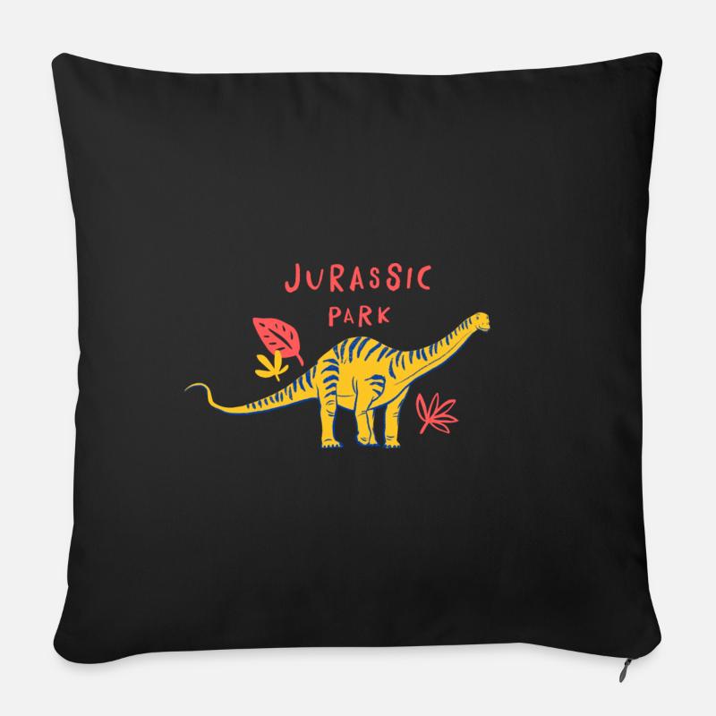 Jurassic Park Brachiosauru Jaune Et Bleu - Housse de coussin décorative 45 x 45 cm - noir
