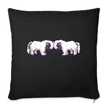 Moutons à nez noir valaisans têtes - Housse de coussin décorative 45 x 45 cm - noir - Devant