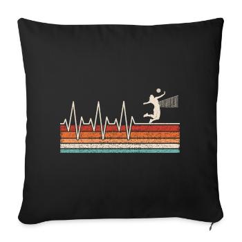 Volleyball player heartbeat - Sofa pillowcase 17,3'' x 17,3'' (45 x 45 cm) - black - Front