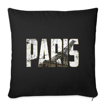 Paris en Lettres avec Tour Eiffel - Housse de coussin décorative 45 x 45 cm - noir - Devant