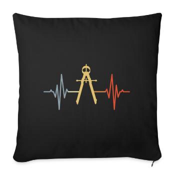 Circle ECG Retro Look - Sofa pillowcase 17,3'' x 17,3'' (45 x 45 cm) - black - Front