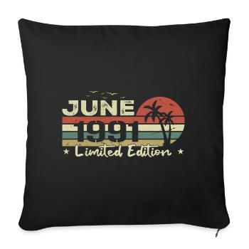 June 33rd Anniversary Vintage Born 1991 Vibe - Sofa pillowcase 17,3'' x 17,3'' (45 x 45 cm) - black - Front
