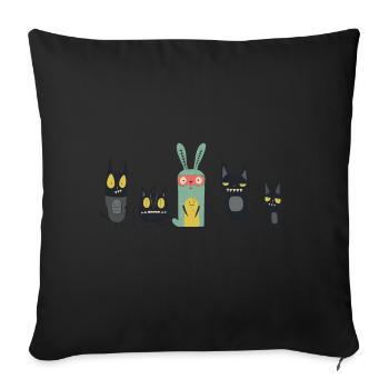 The Super Rabbit and the Villains - Sofa pillowcase 17,3'' x 17,3'' (45 x 45 cm) - black - Front