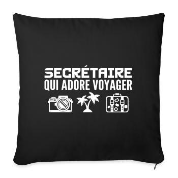Voyageurs & Secrétaires : Passion & Découverte - Housse de coussin décorative 45 x 45 cm - noir - Devant
