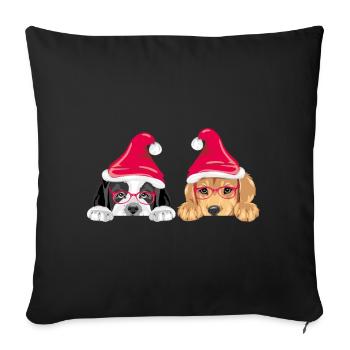 Spannende Hunde mit Nikolausmützen - Sofakissenbezug 45 x 45 cm - Schwarz - Vorne
