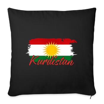 Drapeau kurde avec les Kurdes du Kurdistan - Housse de coussin décorative 45 x 45 cm - noir - Devant