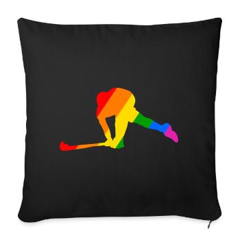 Joueur de hockey sur gazon arc-en-ciel - Housse de coussin décorative 45 x 45 cm - noir - Devant