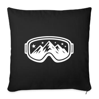 Icône de piste des montagnes de ski Ski Goggles - Housse de coussin décorative 45 x 45 cm - noir - Devant
