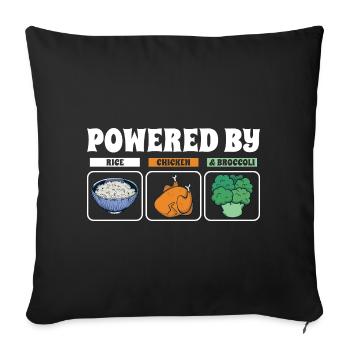 Powered By Rice Chicken Broccoli - Sofa pillowcase 17,3'' x 17,3'' (45 x 45 cm) - black - Front