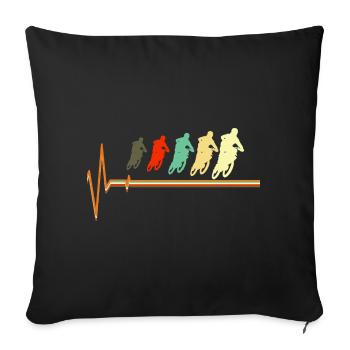 Pulsation rétro de motocross Racing sur terre - Housse de coussin décorative 45 x 45 cm - noir - Devant