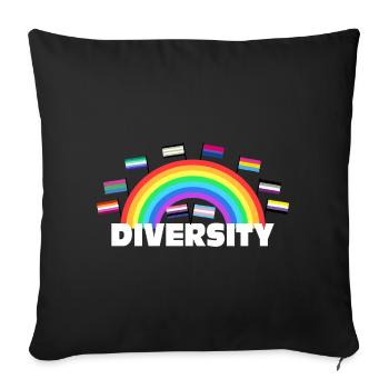 Diversity Rainbow - Diversity Design - Sofa pillowcase 17,3'' x 17,3'' (45 x 45 cm) - black - Front