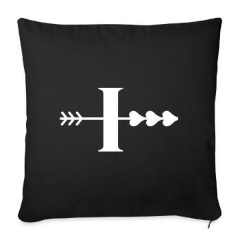 Letter i arrow heart - Sofa pillowcase 17,3'' x 17,3'' (45 x 45 cm) - black - Front