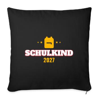Schulkind 2027 – Shirt zur Einschulung - Sofakissenbezug 45 x 45 cm - Schwarz - Vorne