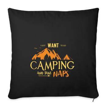 Je veux aller camper et dormir. - Housse de coussin décorative 45 x 45 cm - noir - Devant