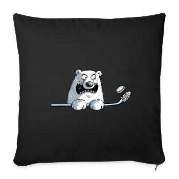 Ours polaire cool avec un bâton de hockey I Hockey - Housse de coussin décorative 45 x 45 cm - noir - Devant
