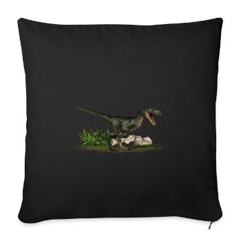 Velociraptor dinosaure carnivore Dino - Housse de coussin décorative 45 x 45 cm - noir - Devant